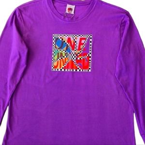 Lucid FC One-United Graphic-Print Long Sleeve TEE, Large, Purple+Print Multi